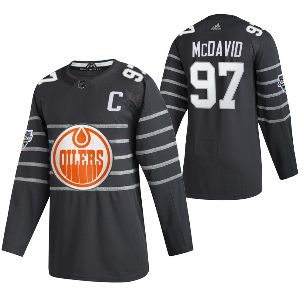 Men's Edmonton Oilers #97 Connor McDavid 2020 Grey All Star Stitched NHL Jersey